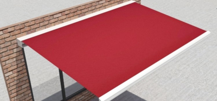 Knik Compact zonnetent - wit frame - rode dickson doek
