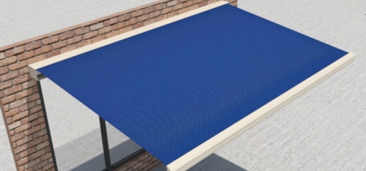 Knik Compact zonnetent - Créme frame - blauwe dickson doek